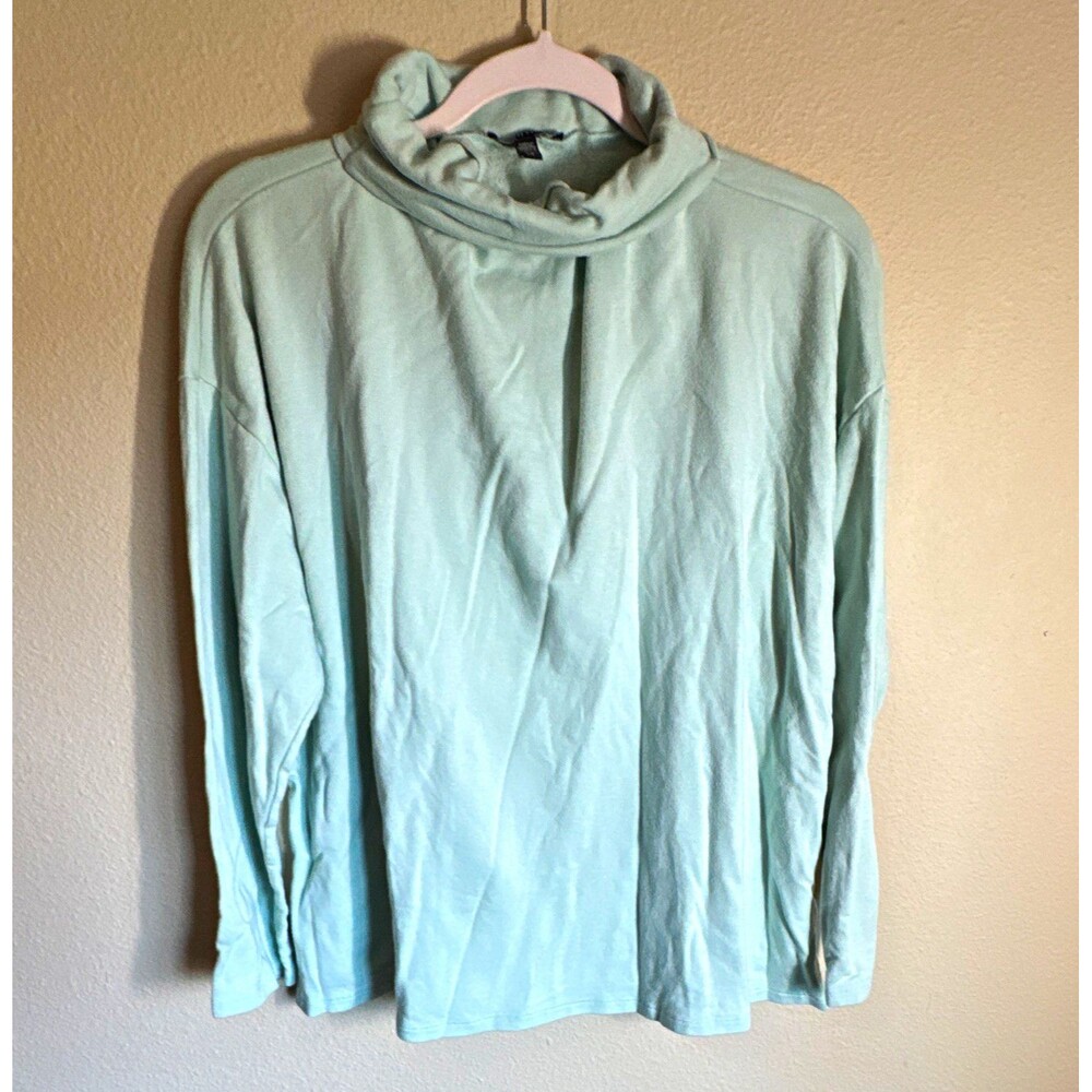 Eileen Fisher Women’s Top Size L Light Blue Cowl Neck Long Sleeve Knit Pullover